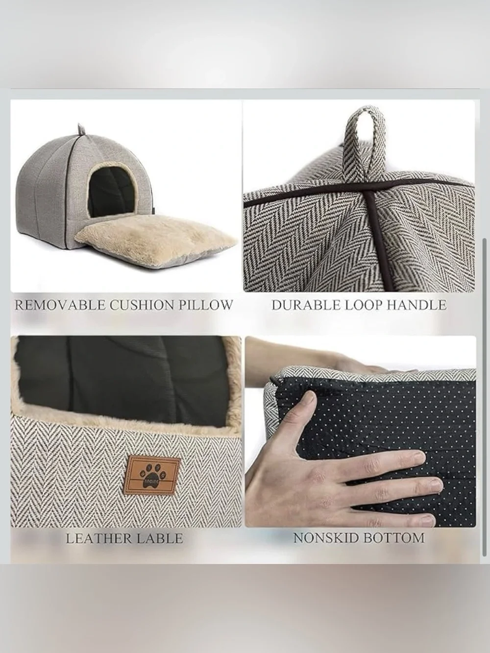 Plush Beige Indoor Small Pet Cozy Cave Bed